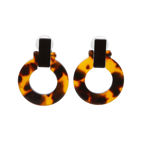 Circle Tortoiseshell Leopard Acetic Acid Acrylic Round Stud Earrings For Women 