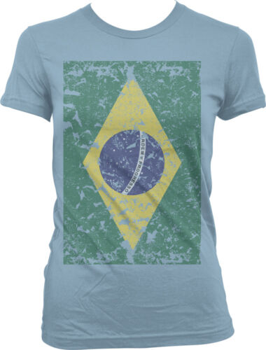 Oversized Distressed Brazlian Flag Brazil Pride Futbol Juniors T-shirt
