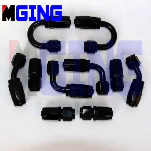 6 Swivel Oil Fuel Line Hose End Fittings KIT Adapter 10P Black 6AN AN6 AN