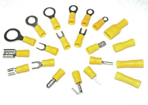 Yellow Electrical Terminals Male Female Ring Butt Piggy Spade Fork Bullet Tab 