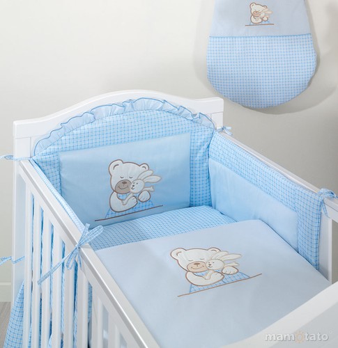 Baby Bettwäsche A 2tlg Bettset Kissen+Decke für Babybett 70x140 Blau 6 Designs