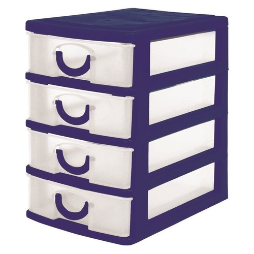 STRONG 4 DRAWER MINI STORAGE UNIT FOR MULTI USE HOME OFFICE KITCHEN JEWELRY BOX
