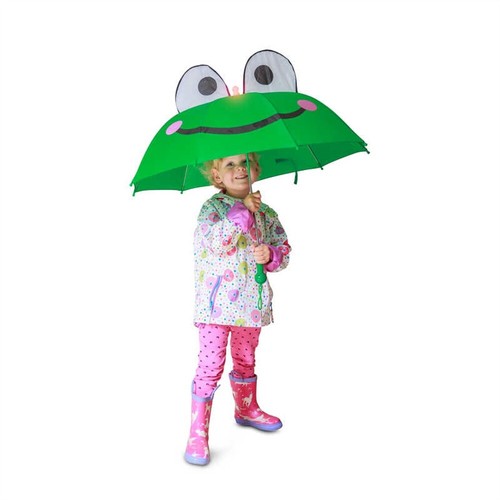 Frog Umbrella Novelty Dry Head Rain Helmet Fun Colourful Light Up Flash