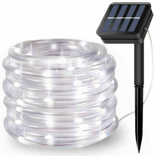 Solar Rope Tube Lights LED String Strip Waterproof Outdoor Garden Fairy Lamp UK