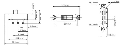 AUS/EIN Miniatur Mini Schalter S198-10 Stück Schiebeschalter 2x UM EIN/EIN od 