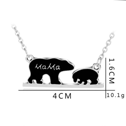 Fashion Womens Engraved Mama Bear Cubs Pendant Necklace Jewelry Charm Gift Mom 
