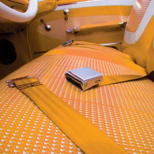 2pt Orange Airplane Buckle Lap Seat Belts w/ Anchor Plate Hardware Pack SafTboy 