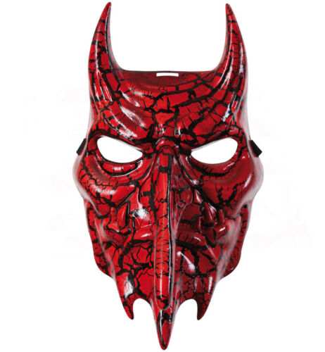 Horrormaske Teufel Dämon Halbmaske rot schwarz Halloween