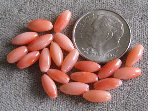Lot of 20 Vintage Natural Taiwan Coral Beads  Peach 8x4mm