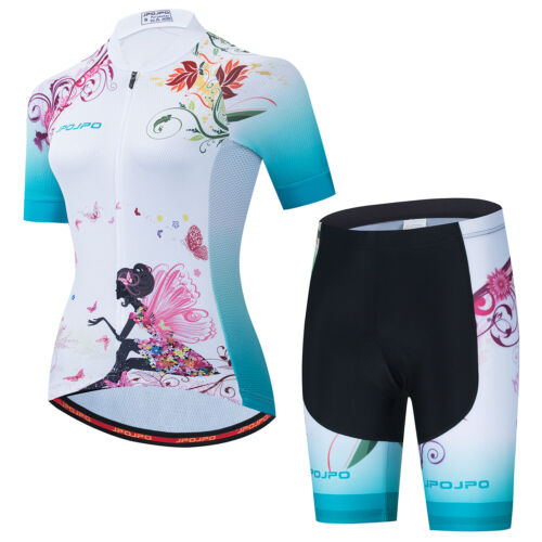Women Cycling Jersey Set Short Sleeve 5D Padded Bicycle Shorts Clothing Bike Top