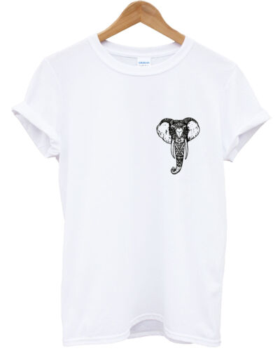 Boho Éléphant T-shirt à poche Indie Vêtements Bohémien Style Homme Femme Enfants L91