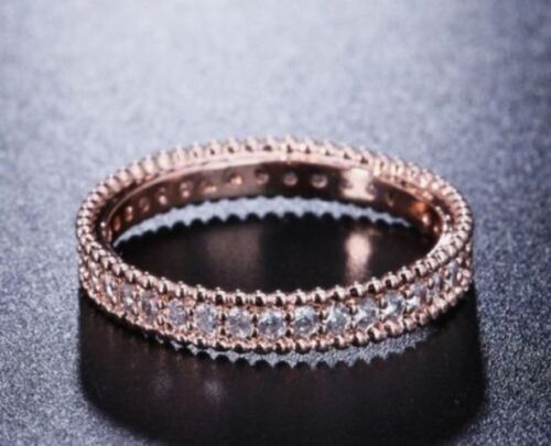 GENUINE CZ ETERNITY ROSE GOLD STACKING RING PRETTY WITH WEDDING BAND SIZE SALE