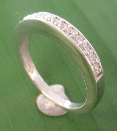 100/% REAL 925 sterling silver 3mm Thick White CZ Band Ring size I-Z+3 GIRL WOMEN