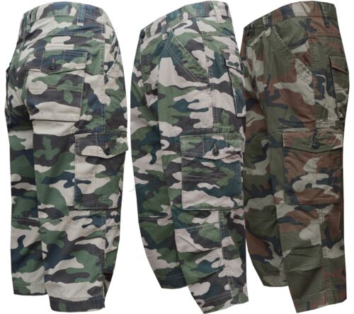 Homme Camouflage Cargo Combat 3//4 Short 7 Poches Fermeture Éclair Pantalon 32/" 40/"