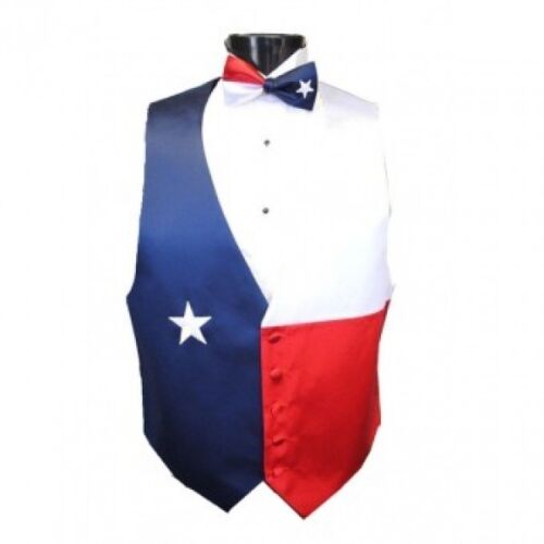 and Blue Texas Star Tuxedo Vest and Bowtie Red White