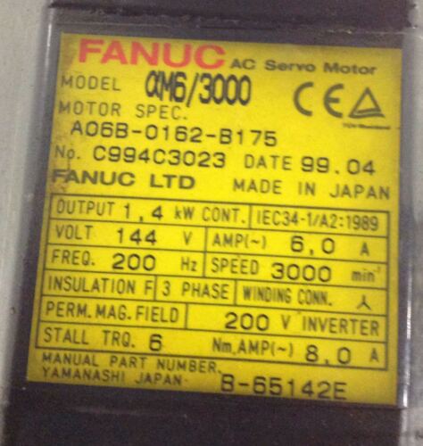 FANUC AC SERVO MOTOR AM6-3000 6.0A A06B-0162-B175