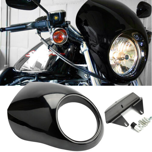 HOT Black Headlight Cowl Fairing Visor Mask For Harley Davidson Sportster Dyna