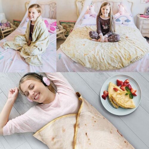 Details about  / Round Taco Burrito Tortilla Shaped Blanket Soft Flannel Wrap Throw Blanket 70 in