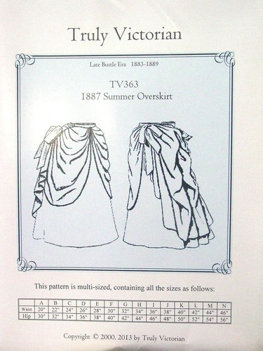 Truly Victorian sewing pattern TV363 for 1887 old west summer overskirt NEW