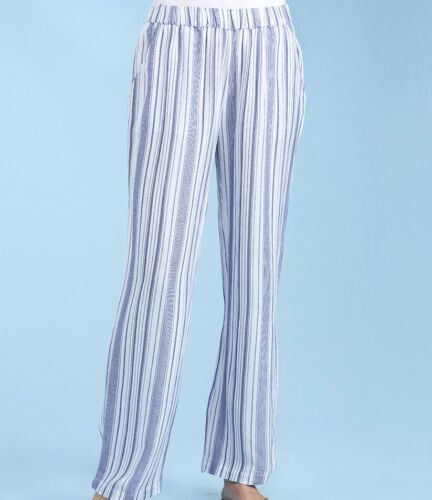FRESH PRODUCE Large BLUE $75.00 Selena SURFSIDE Stripe BEACH Pants NWT New L