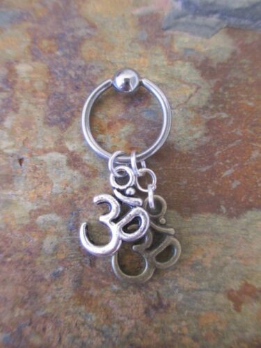 Bronze & Silver Ohm Cartilage Piercing Captive Ring Tragus Earring 16 Gauge 1/2" 