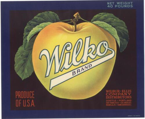 *Original* WILKO Wilbur-Ellis Seattle Portland Apple Crate Label NOT A COPY!