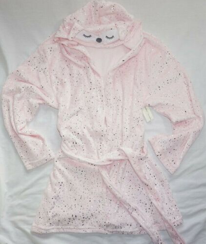 Details about  / NWT Women/'s Pink /& Silver Animal BOBBIE BROOKS Short Hooded Robe Sz S//M