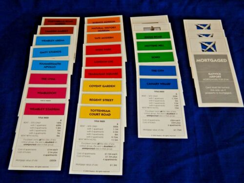MONOPOLY LONDON PROPERTY CARDS INDIVIDUAL SPARE Hasbro 2005 Please choose
