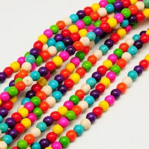 6mm Round Beads Mixed Colour 1 Strand Synthetic Turquoise 8mm Disc D4