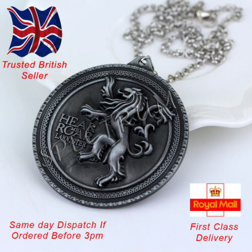 Game of Thrones Jewellery Lannister Lion Antique Silver Pendant Necklace