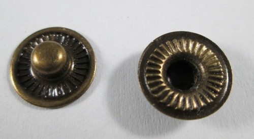 Pulsador metal botón botones 10 piezas de oro verde 18 mm grande #1088#