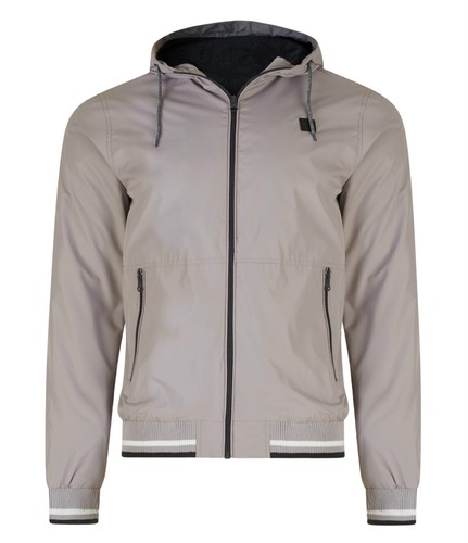 MENS COAT LIGHT WEIGHT JACKET HOODED GREY CASUAL EX UK STORE NEW