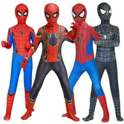 Super Hero Spiderman Party Cosplay Costume Jumpsuit Outfit Fancy Suit Child Gift 