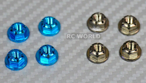 8 pcs RC 1/10 Scale Anodized Aluminum WHEEL M4 Center NUT CAP BLUE GUN METAL 