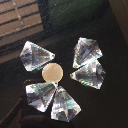 5Pc SUNCATCHER Chandelier Diamond Glass Cone Crystal Lamp Prism Hanging Pendant