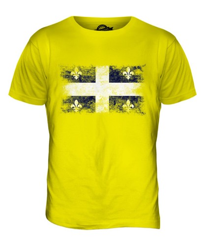 QUEBEC DISTRESSED FLAG MENS T-SHIRT TOP GIFT SHIRT CLOTHING JERSEY