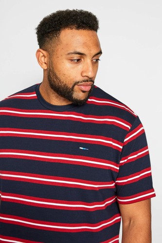 Badrhino Hommes Marine /& Rouge T-Shirt Rayé