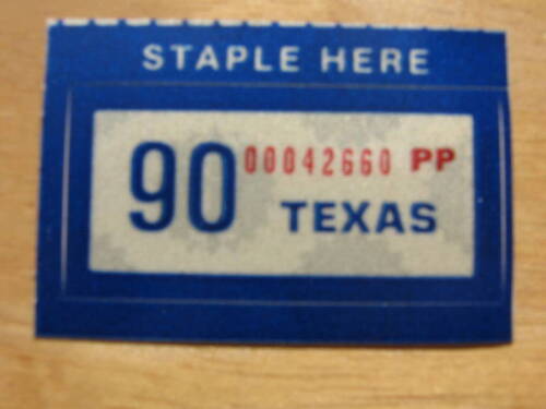 1990 TEXAS LICENSE PLATE RENEWAL STICKER PERSONALIZED