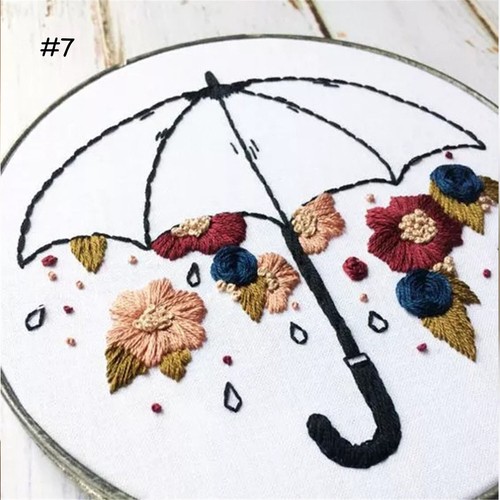 Hand Embroidery Starter Stitch Kits Sewing Craft Monogram Embroidery Hoop