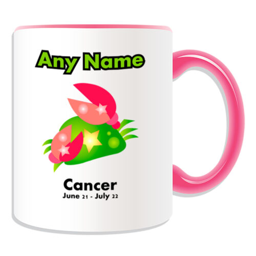 Personalised Gift Colourful Drawing Cancer Mug Money Box Cup Star Sign Name Tea 
