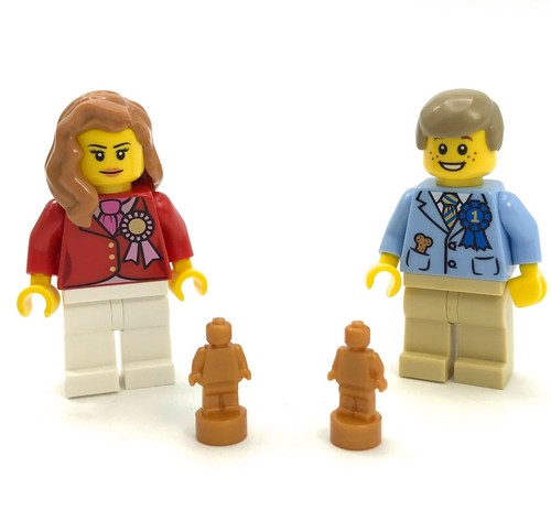 LEGO 2 NEW PRIZE WINNER MINIFIGURES WITH 2 GOLD TROPHIES PIECES
