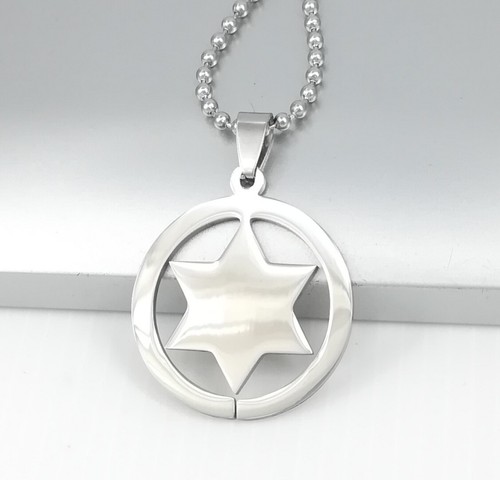 Silver Texas Ranger Sheriff Star Western Cowboy Pendant 24/" 60cm Chain Necklace