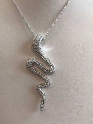 Serpent Collier Pendentif avec Labo Diamants//Argent Sterling 925//16-18/" Chaîne