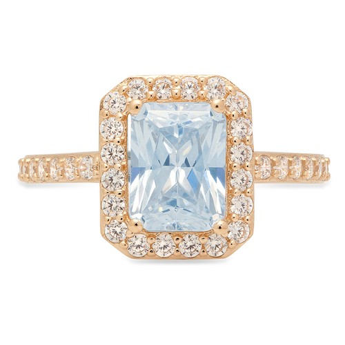 Details about / 2.07 ct Emerald Halo Blue CZ Statement Engagement Wedding Ring 14k Yellow Gold