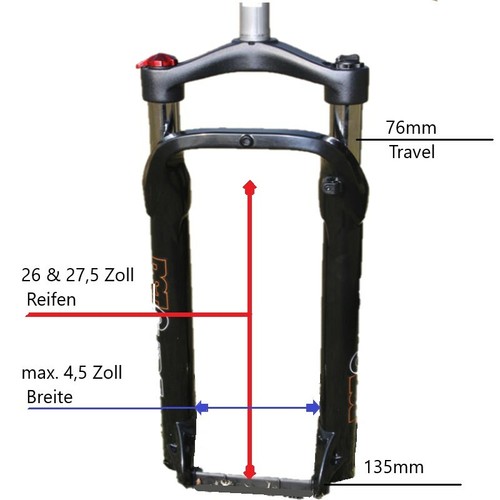RST tnl fatbike 76 mm travel 26 /& 27,5 pulgadas neumáticos max.4 5 pulgadas de ancho
