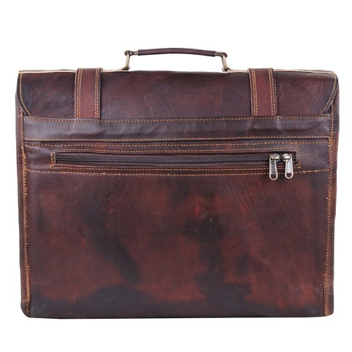 Handmade/_World Men/'s Genuine Leather Brown Large Flap Messenger Laptop Bag