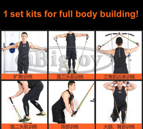 11PC Elastic Pull Ropes Fitness Gym Muscle Resistance Training Body Build Bands