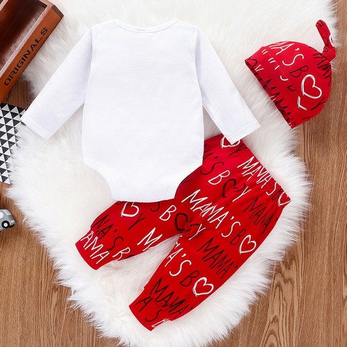 Newborn Infant Baby Boy 1st Valentine/'s Day Letter Romper Pant Hat Outfits Set