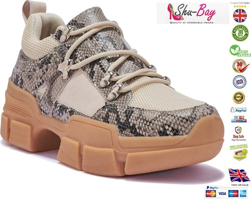 Womens Ladies Max Chunky Fashion Lace Up Low Force Walking Trainers Shoes Size 1
