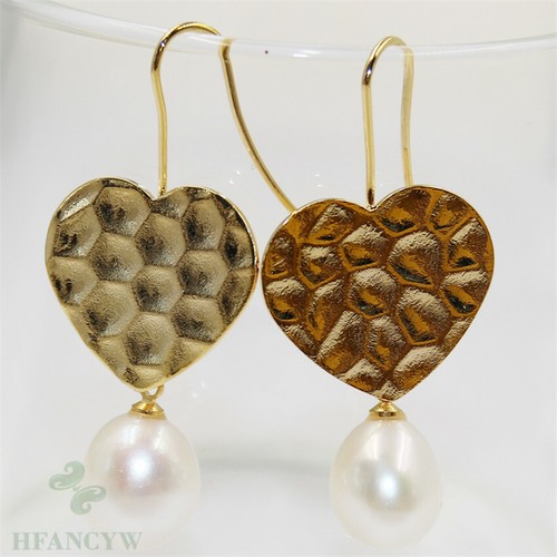 9.5-12mm Blanc Perle Baroque Boucles D/'oreilles 18k Crochet twopin AAA Aurora Femmes